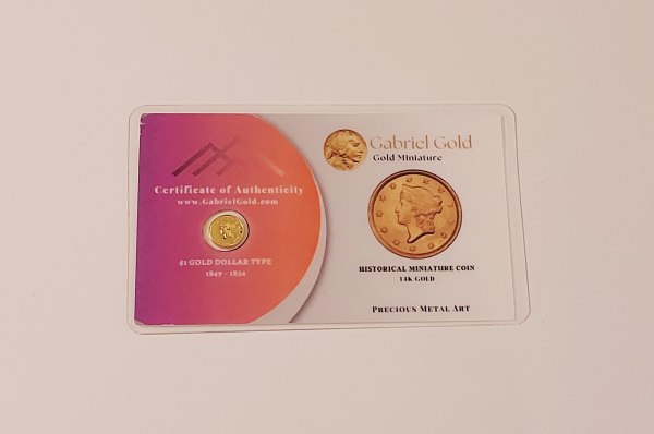 14K Gold $1 Type One Miniature Coin.   