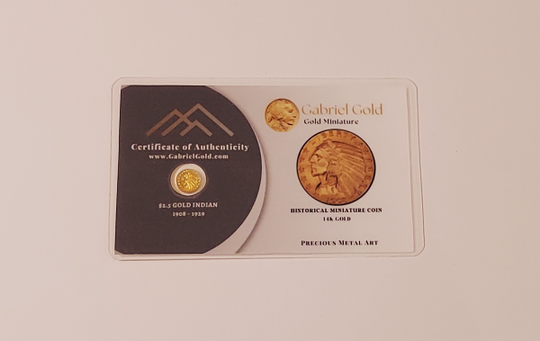 14K Gold $2.5 Indian Miniature Coin.   