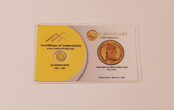 14K Gold $5 1795 Capped Bust Miniature Coin.