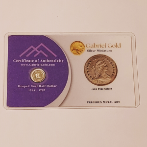 .999 Silver 1838 Draped Bust Quarter $ Miniature Coin. 