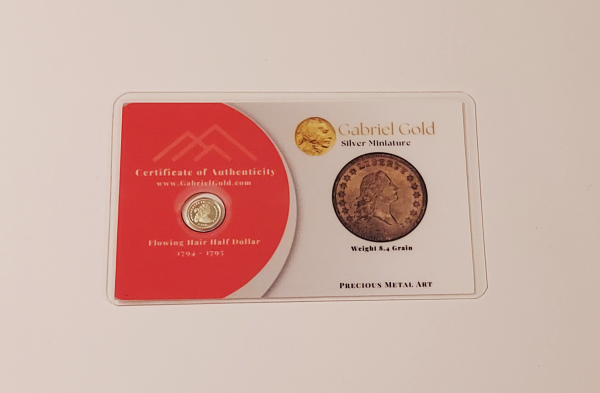 .999 Silver 1794 Flowing Hair Dollar Miniature Coin. 